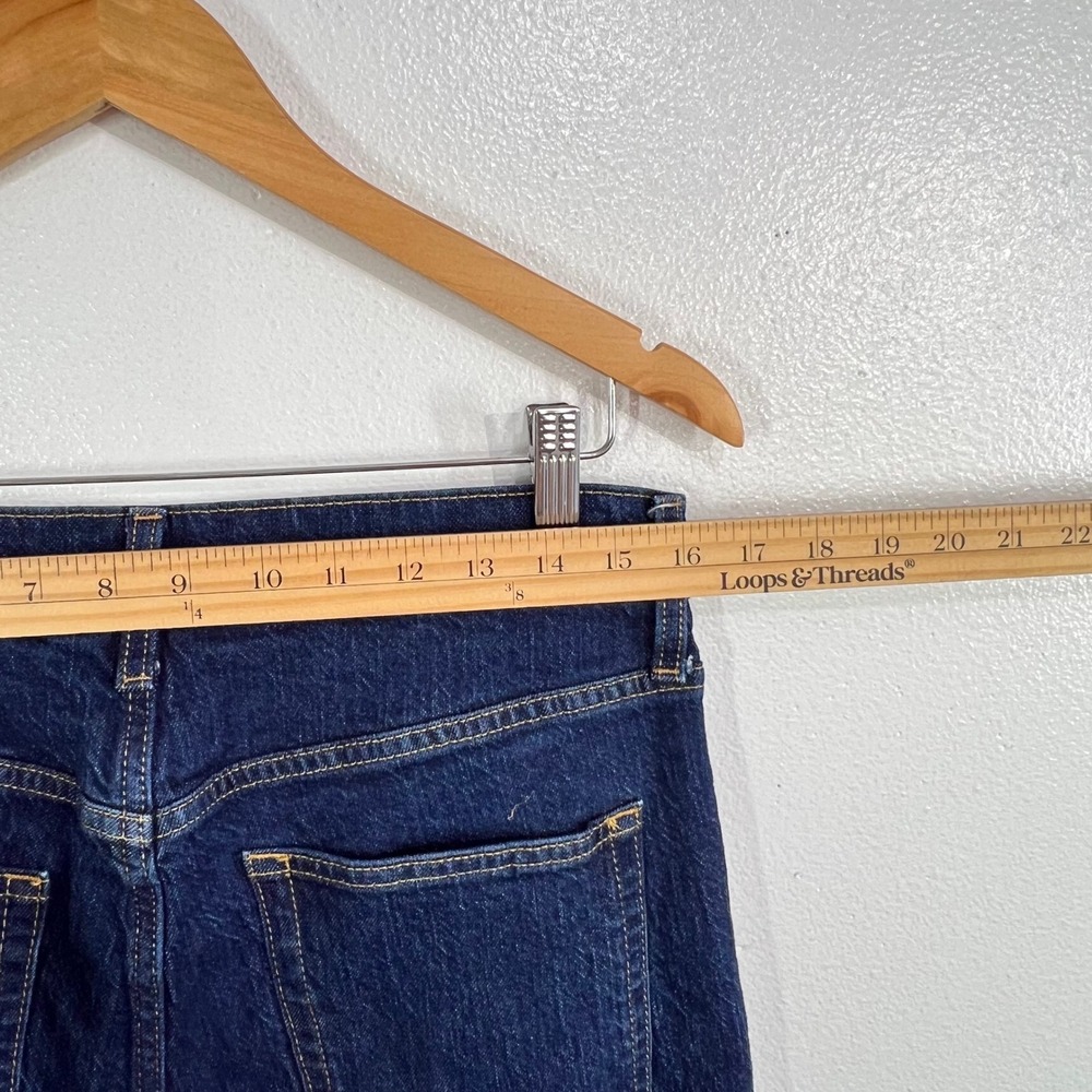 GAP Vintage Flare High Rise Jeans 31 12 Tall Dark Wash Rinsed Raw Hem Stretch - Picture 8 of 10